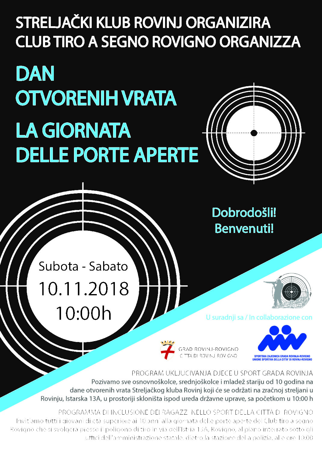 Pročitajte više o članku Uključivanje djece u sport Grada Rovinja-Rovigno – dani otvorenih vrata 10.11.2018. godine